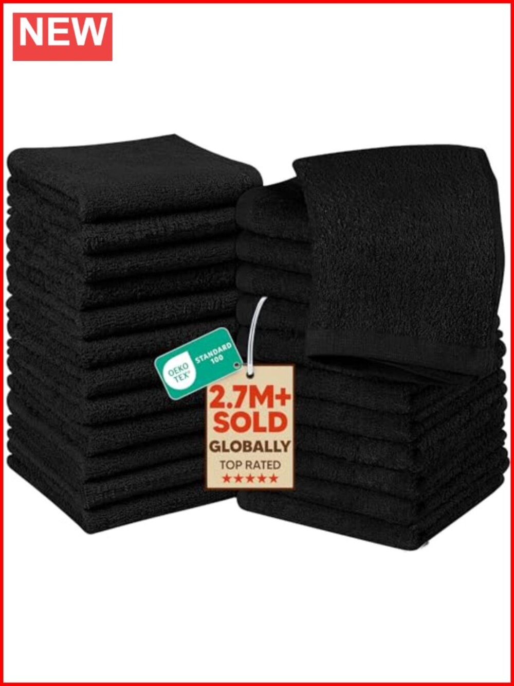 24 Pack Cotton Washcloths 12x12 Absorbent Soft Square Towels